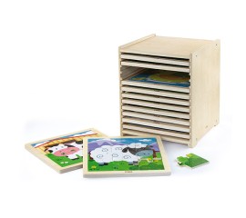 9 Piece Puzzle - 12pcs Set with Storage Shelf