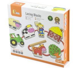 Viga Toys Lacing Blocks - Farm